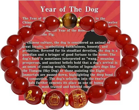 LIU JUN Chinese New Year Bracelets For Women, Chinese Zodiac Feng Shui Protection 8MM Natural Red Agate Buddha's Six Character Mantra Beaded Lucky Amulet Stretch Gift Jewelry in Saudi Arabia