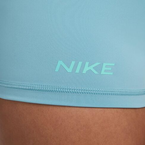 Nike Pro Women's Mid-Rise 3" Graphic Biker Shorts (Denim Turquoise/Glacier Blue/Green Frost/White, FV7838-464) Size X-Large in Saudi Arabia