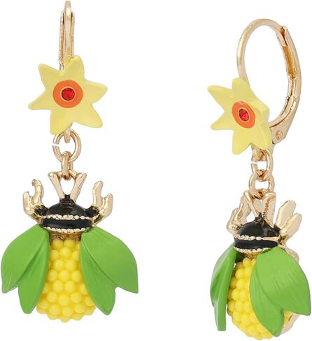 أقراط Betsey Johnson Jewelry النسائية من Hothouse Bloom Bee المتدلية in Saudi Arabia