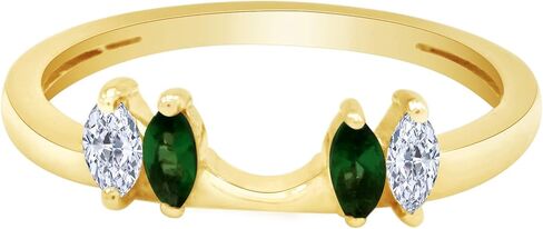 0.45 Carat Marquise Simulated Emerald & Cubic Zirconia Enhancer Guard 14K Gold Over Sterling Silver in Saudi Arabia