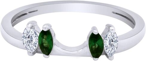 0.45 Carat Marquise Simulated Emerald & Cubic Zirconia Enhancer Guard 14K Gold Over Sterling Silver in Saudi Arabia