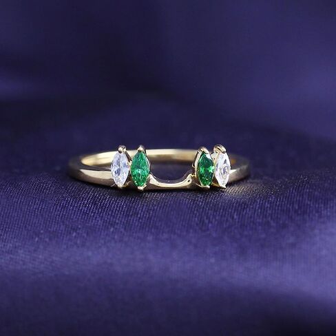 0.45 Carat Marquise Simulated Emerald & Cubic Zirconia Enhancer Guard 14K Gold Over Sterling Silver in Saudi Arabia