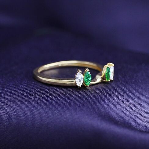 0.45 Carat Marquise Simulated Emerald & Cubic Zirconia Enhancer Guard 14K Gold Over Sterling Silver in Saudi Arabia