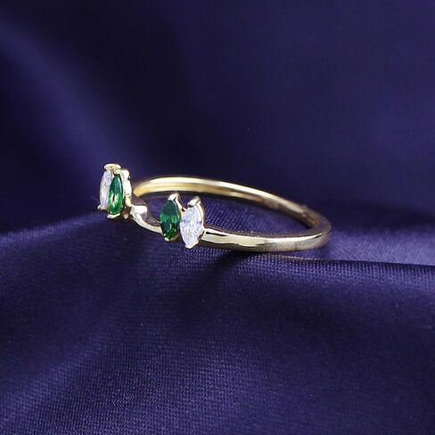 0.45 Carat Marquise Simulated Emerald & Cubic Zirconia Enhancer Guard 14K Gold Over Sterling Silver in Saudi Arabia