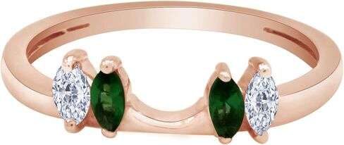 0.45 Carat Marquise Simulated Emerald & Cubic Zirconia Enhancer Guard 14K Gold Over Sterling Silver in Saudi Arabia