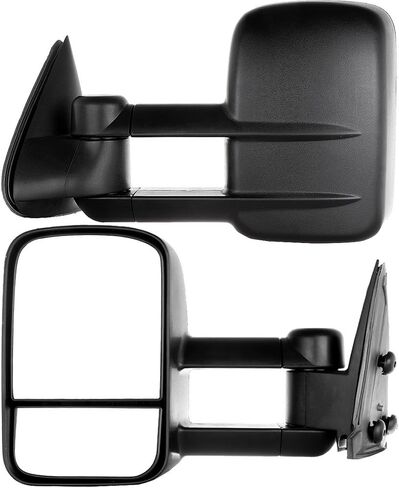 مرايا السحب FINDAUTO مناسبة لـ 1999-2007 لسيارة Chevy/GMC Silverado/Sierra 1500 2500HD 3500HD مرايا السحب مع غطاء أسود قابل للطي للسائق والراكب يدويًا in Saudi Arabia