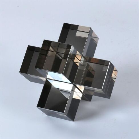 تماثيل هندسية من الزجاج الكريستالي البسيط الحديث - ديكور داخلي متعدد الاستخدامات، مثالي للهدايا، ديكورات المنزل (أسود شفاف) in Kuwait