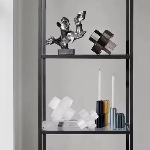 تماثيل هندسية من الزجاج الكريستالي البسيط الحديث - ديكور داخلي متعدد الاستخدامات، مثالي للهدايا، ديكورات المنزل (أسود شفاف) in Kuwait
