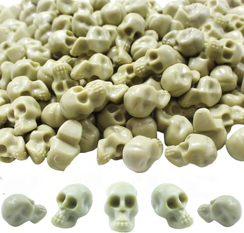 Halloween Mini Plastic Skull Heads, 160Pcs Miniature Decorative Figurines Tiny Skulls for Halloween Vase Filler, Crafts, Prank Props (Bone Color) in Kuwait