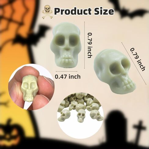 Halloween Mini Plastic Skull Heads, 160Pcs Miniature Decorative Figurines Tiny Skulls for Halloween Vase Filler, Crafts, Prank Props (Bone Color) in Kuwait