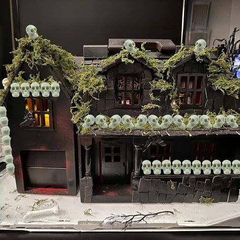 Halloween Mini Plastic Skull Heads, 160Pcs Miniature Decorative Figurines Tiny Skulls for Halloween Vase Filler, Crafts, Prank Props (Bone Color) in Kuwait