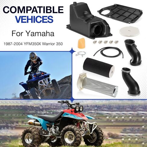 Air Filter Complete Kit Guide + Air Filter Box + Lid Cap + Air Cleaner Intake Dust Joint for Yamaha Warrior 350 YFM350X 1987-2004 in Kuwait