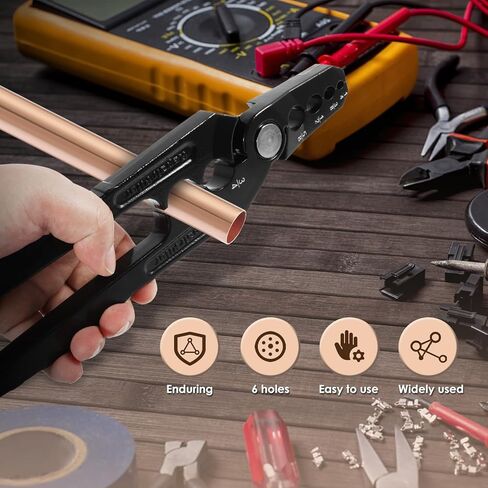 Manual Copper Tube Rounder with 6 Hole Design Copper Pipe Repair Tool Multifunctional Flat Tube Repair Plier Sturdy Coppers Pipe Rounding Tool, Diameter 1/4" 3/8" 1/2" 5/8" 3/4" 7/8" in Saudi Arabia