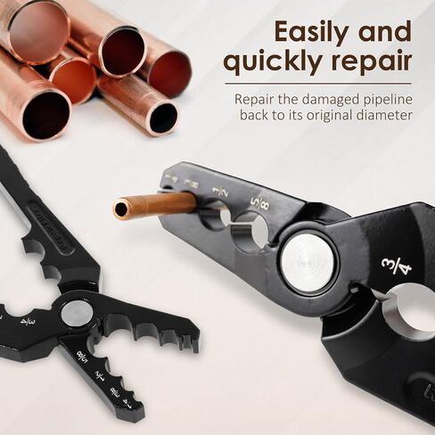Manual Copper Tube Rounder with 6 Hole Design Copper Pipe Repair Tool Multifunctional Flat Tube Repair Plier Sturdy Coppers Pipe Rounding Tool, Diameter 1/4" 3/8" 1/2" 5/8" 3/4" 7/8" in Saudi Arabia