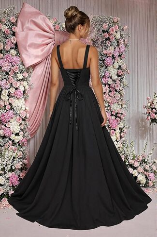 Bridesmaid Dresses for Women Chiffon V-Neck Ruffle Strapless Backless Evening Dresses with Slit in Saudi Arabia