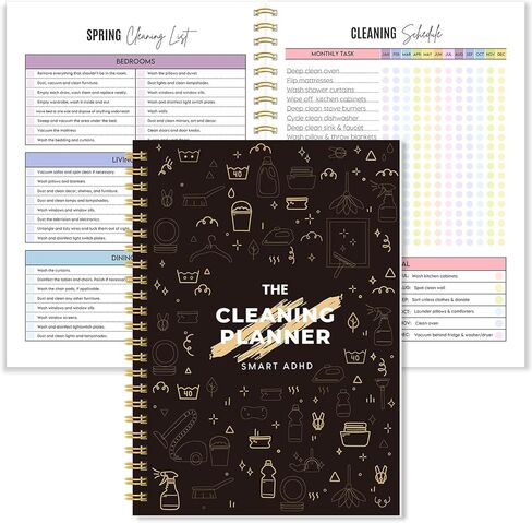 مخطط تنظيف ADHD، جدول التنظيف ودفتر قائمة المراجعة للبالغين، مخطط التنظيف والتنظيم المنزلي اليومي والأسبوعي والشهري مع مخطط المهام المنزلية in Kuwait