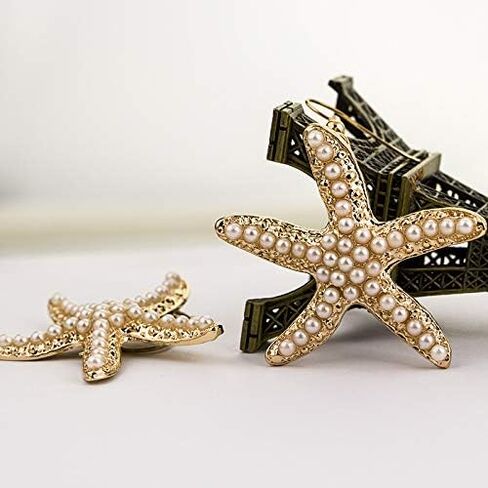 مجموعة مجوهرات حورية البحر تحتوي على قلادة وسوار وأقراط من اللؤلؤ المقلد على شكل محارة نجم البحر مناسبة للنساء مجوهرات الشاطئ والسفر والشاطئ in Kuwait