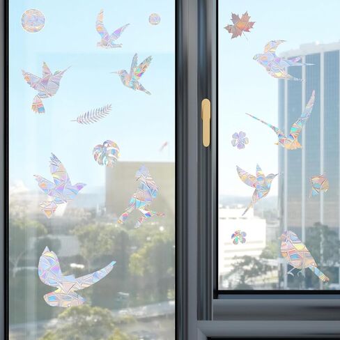 62 قطعة من ملصقات نافذة الطيور، ملصقات نافذة مضادة للتصادمات لإنقاذ الطيور من الضربات، ملصقات باب زجاجي قوس قزح لاصطياد الشمس لمنع ضربات نافذة الطيور in Kuwait