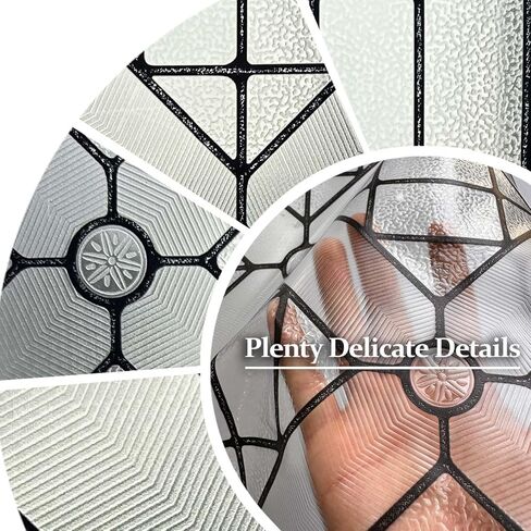 Original Hand-Drawn Leaded Glass Window Privacy Film for Bathroom, 16.93"x84.65", Chapel Frame in Kuwait