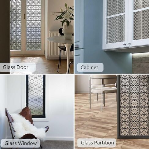 Original Hand-Drawn Leaded Glass Window Privacy Film for Bathroom, 16.93"x84.65", Chapel Frame in Kuwait