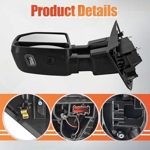 Left Driver Side Tow Mirror Compatible with Ford F250 F350 F450 2017-2022 W/Blind Spot Detection Support Power Glass Power Heated with Turn Signal Light & Puddle Light Manual Folding in Kuwait