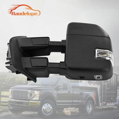 Left Driver Side Tow Mirror Compatible with Ford F250 F350 F450 2017-2022 W/Blind Spot Detection Support Power Glass Power Heated with Turn Signal Light & Puddle Light Manual Folding in Kuwait