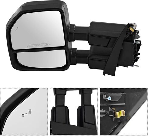 Left Driver Side Tow Mirror Compatible with Ford F250 F350 F450 2017-2022 W/Blind Spot Detection Support Power Glass Power Heated with Turn Signal Light & Puddle Light Manual Folding in Kuwait