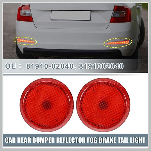 Rear Bumper Reflector Fog Brake Tail Light 81910-02040 8191002040 Red LED for Toyota Corolla 2009-2010 Plastic Red Lens (Set of 2) Replacement Car Parts in Kuwait