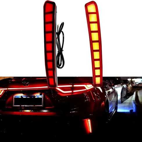 GTINTHEBOX Red Lens Grid Style LED Rear Bumper Reflector Light Brake Sequential Turn Signal Tail Lamp Compatible with 2020 2021 2022 2023 2024 2025 Toyota Corolla Sedan in Saudi Arabia