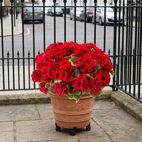 lovemoon 8 Pcs Artificial Geranium Plant Realistic Silk Flowers for Outside UV Resistant Faux Geraniums Flowers for Indoor Outdoor Home Garden Office Decoration (8, Red) in Saudi Arabia