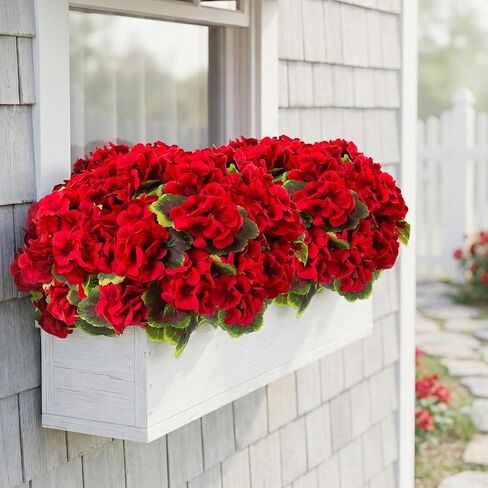 lovemoon 8 Pcs Artificial Geranium Plant Realistic Silk Flowers for Outside UV Resistant Faux Geraniums Flowers for Indoor Outdoor Home Garden Office Decoration (8, Red) in Saudi Arabia