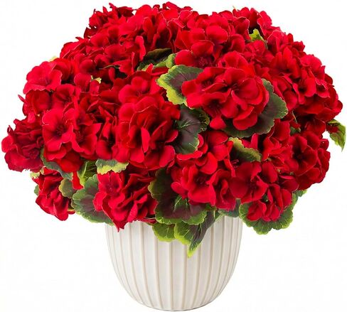 lovemoon 8 Pcs Artificial Geranium Plant Realistic Silk Flowers for Outside UV Resistant Faux Geraniums Flowers for Indoor Outdoor Home Garden Office Decoration (8, Red) in Saudi Arabia