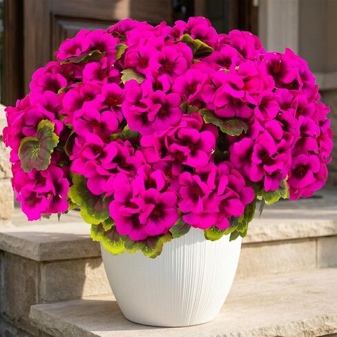 lovemoon 8 Pcs Artificial Geranium Plant Realistic Silk Flowers for Outside UV Resistant Faux Geraniums Flowers for Indoor Outdoor Home Garden Office Decoration (8, Red) in Saudi Arabia