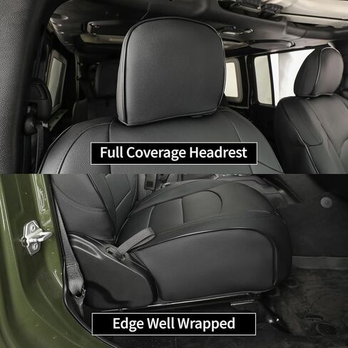 EKR Wrangler Seat Covers Custom Fit for Jeep Wrangler 2018-2026 Sport(S)/Sahara/Willys(Sport)/Rubicon,4DR,Rear Split Seat NO Armrest - Faux Leather (Black) in Saudi Arabia
