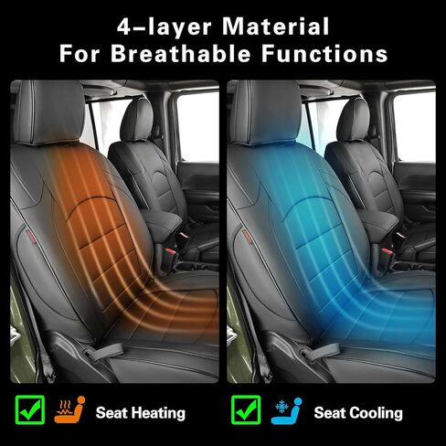 EKR Wrangler Seat Covers Custom Fit for Jeep Wrangler 2018-2026 Sport(S)/Sahara/Willys(Sport)/Rubicon,4DR,Rear Split Seat NO Armrest - Faux Leather (Black) in Saudi Arabia
