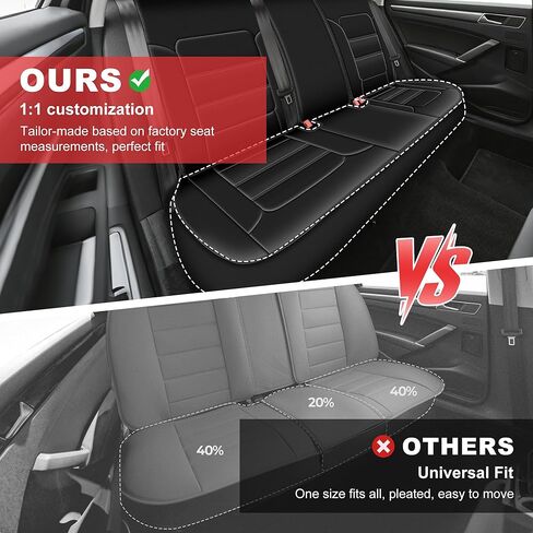 TTX LIGHTING Custom Fit Seat Covers for Volkswagen Passat 2012-2022 Waterproof Faux Leather Airbag Compatible(Black, Full Set 5 Seats) in Saudi Arabia