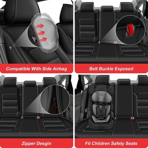 TTX LIGHTING Custom Fit Seat Covers for Volkswagen Passat 2012-2022 Waterproof Faux Leather Airbag Compatible(Black, Full Set 5 Seats) in Saudi Arabia