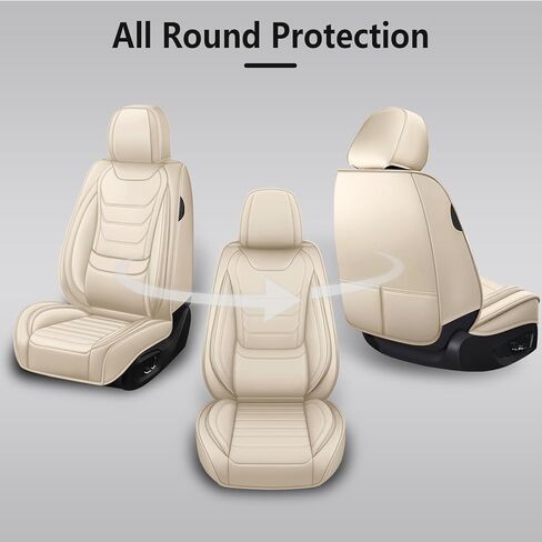 Car Seat Covers for Hyundai Elantra 2005-2025, Premium Nappa Leather Seat Cover Full Set,Waterproof & Anti-Slip Front Rear Seat Protectors(Standard Full Set/Beige) in Saudi Arabia