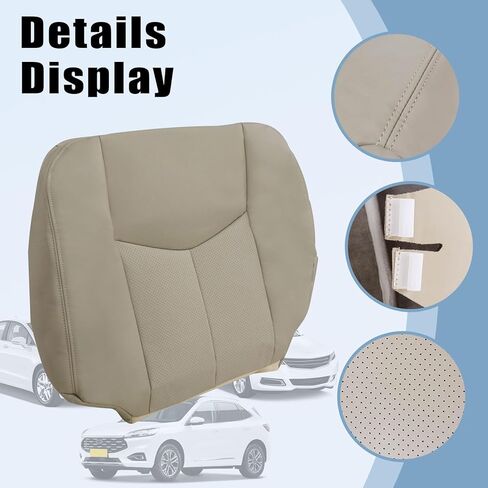 SecosAutoparts Driver and Passenger Bottom and Top Lean Back Leather Seat Covers and Two Foam Light Tan Compatible with Cadillac Escalade ESV EXT 2003 2004 2005 2006 Light Tan in Saudi Arabia
