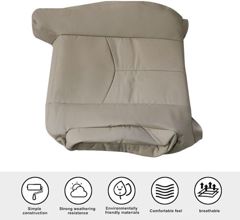 SecosAutoparts Driver and Passenger Bottom and Top Lean Back Leather Seat Covers and Two Foam Light Tan Compatible with Cadillac Escalade ESV EXT 2003 2004 2005 2006 Light Tan in Saudi Arabia