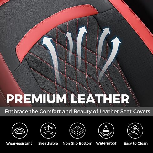FLORICH Seat Covers Full Set, Leather Seat Covers for Cars, Car Seat Protector Waterproof Breathable, Universal Automotive Seat Covers, Front and Rear Car Seat Cover Fit for Most SUV Pick-up Truck in Kuwait