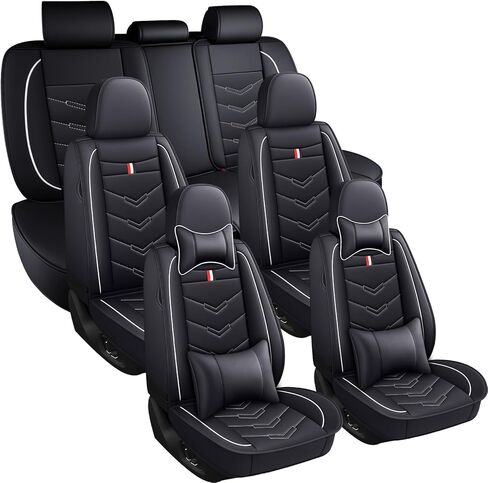أغطية مقاعد السيارة 6 مقاعد لسيارة فولفو XC90 2003-2025، أغطية وسائد جلدية متينة مقاومة للماء، واقي مقعد بتغطية كاملة قابلة للتنفس (قياسي، أسود وأحمر) in Kuwait