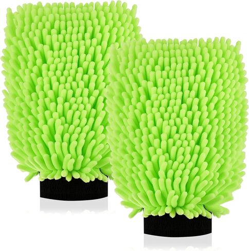 قفازات غسيل السيارات الفاخرة من الألياف الدقيقة من JUSTTOP، عبوتين من قفازات الغسيل المقاومة للخدش، قفازات فائقة النعومة من الألياف الدقيقة للسيارات والشاحنات وسيارات الدفع الرباعي والدراجات النارية (أخضر) in Kuwait