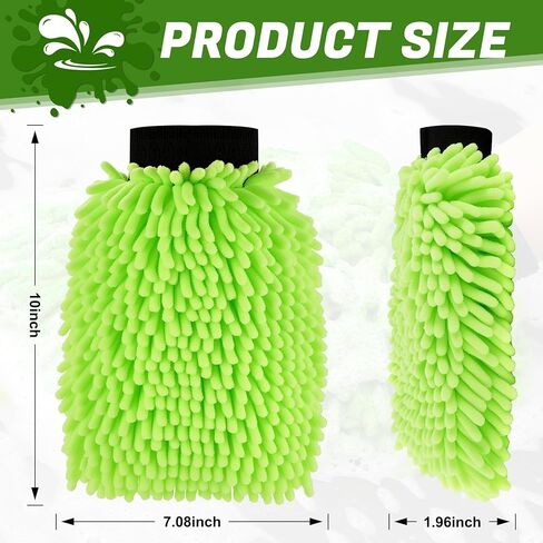 قفازات غسيل السيارات الفاخرة من الألياف الدقيقة من JUSTTOP، عبوتين من قفازات الغسيل المقاومة للخدش، قفازات فائقة النعومة من الألياف الدقيقة للسيارات والشاحنات وسيارات الدفع الرباعي والدراجات النارية (أخضر) in Kuwait