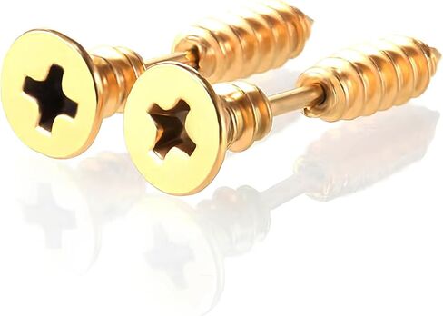 Punk Titanium Steel Screw Nail Stud Earrings for Women Men Streetwear Jewelry, Egirl Eboy Rock Party Jewelry in Kuwait