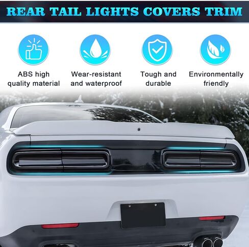 Rear Taillight Covers for Dodge Challenger 2015-2021 2022 2023 Smoked Rear Light Guards Trim Kit Exterior Accessories Fits Challenger Tail light Exterior Frame 4PCS in Saudi Arabia