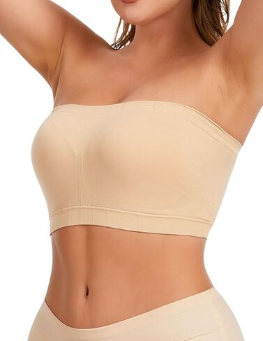 Strapless Bras for Women Non-Slip Push Up Seamless Bandeau Comfy Tube Top Bra Wireless Adjustable Strap with Fixed Pad in Kuwait