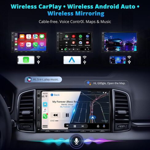 شاشة ستيريو سيارة واحدة Din - ATOTOEXCEL Wireless Carplay & Android Auto، 1 Din 5 بوصة تعمل باللمس راديو بلوتوث للسيارة GPS Navigator، FM/AM، MirrorLink، WiFi، رؤية خلفية مباشرة، F7G1A7-WE (1 Din) in Kuwait