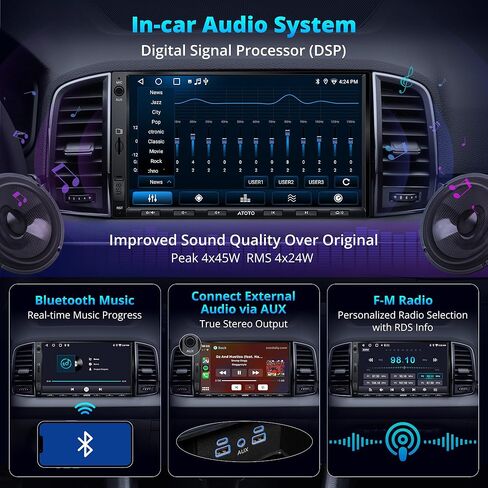 شاشة ستيريو سيارة واحدة Din - ATOTOEXCEL Wireless Carplay & Android Auto، 1 Din 5 بوصة تعمل باللمس راديو بلوتوث للسيارة GPS Navigator، FM/AM، MirrorLink، WiFi، رؤية خلفية مباشرة، F7G1A7-WE (1 Din) in Kuwait