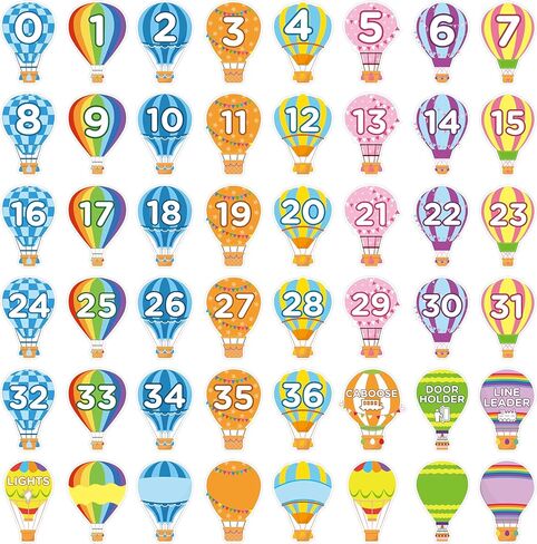 Line Up Spots Dots - 48Pcs Numbers Spot Markers Stickers Classroom Floor Decorations Hot Air Balloon Line Up Floor Number Decals Labels for Back to School Preschool Kindergarten Classroom Decor in Saudi Arabia